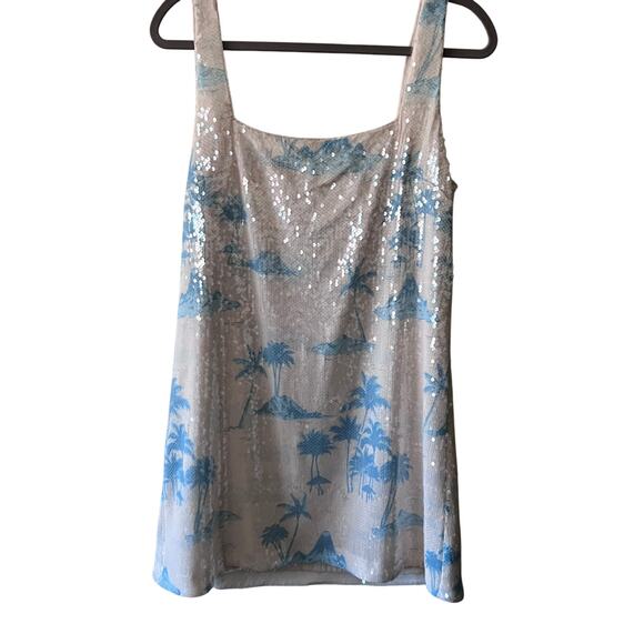 Gianni Bini × DANNIJO “Twiggy” Shift Dress – Sequin Palm Print - Picture 1 of 4